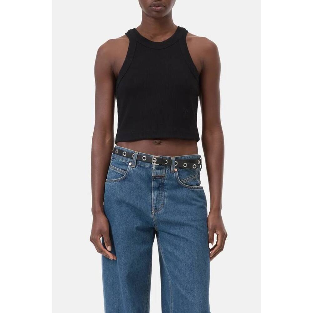 CLOSED	Cropped Racer Tank in Black XS NWT Clean Girl Minimalist Quiet Luxury